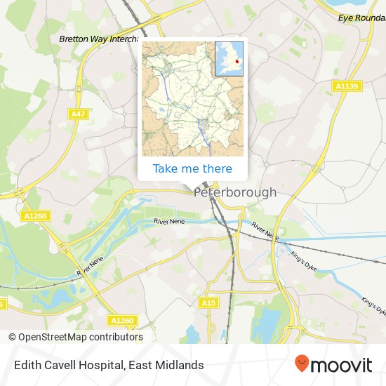 Edith Cavell Hospital map