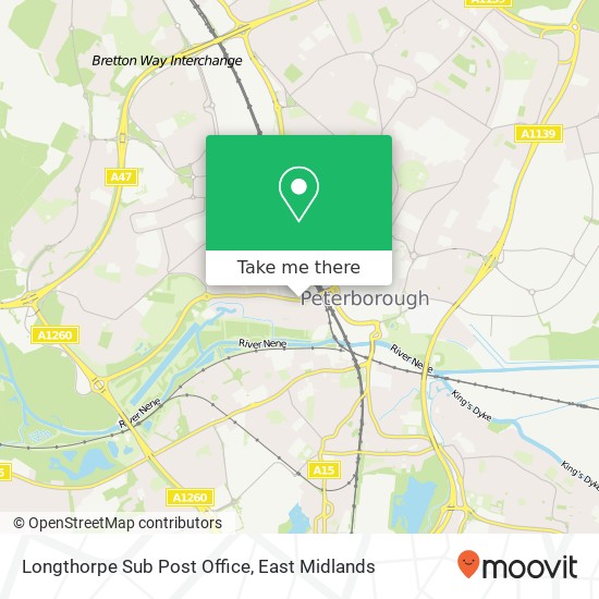 Longthorpe Sub Post Office map