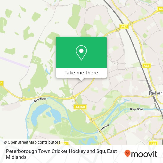 Peterborough Town Cricket Hockey and Squ map