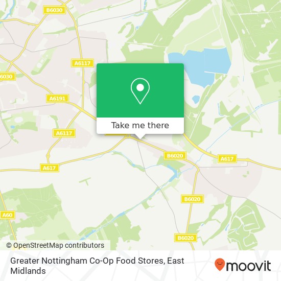 Greater Nottingham Co-Op Food Stores map