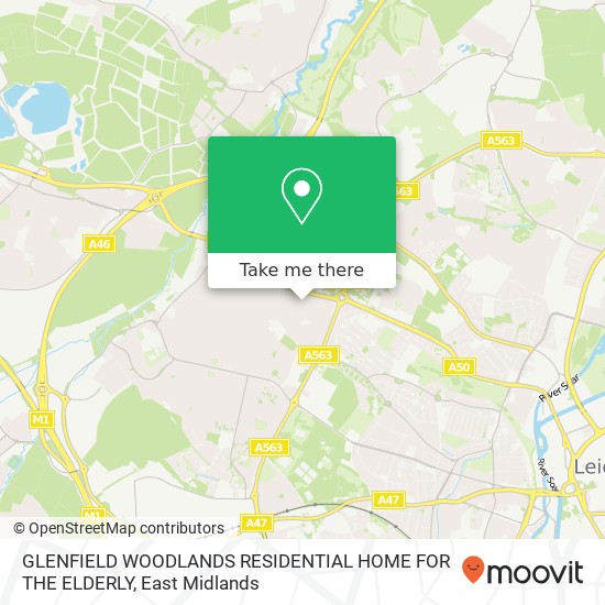 GLENFIELD WOODLANDS RESIDENTIAL HOME FOR THE ELDERLY map