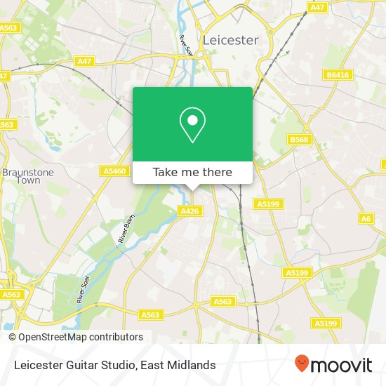 Leicester Guitar Studio map