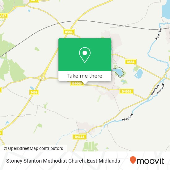 Stoney Stanton Methodist Church map