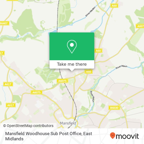 Mansfield Woodhouse Sub Post Office map