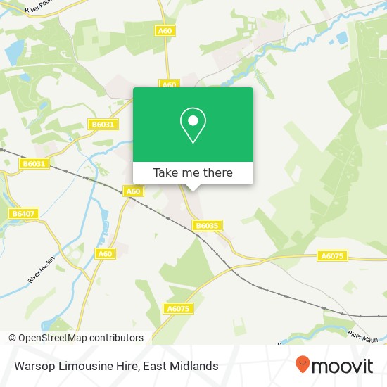 Warsop Limousine Hire map