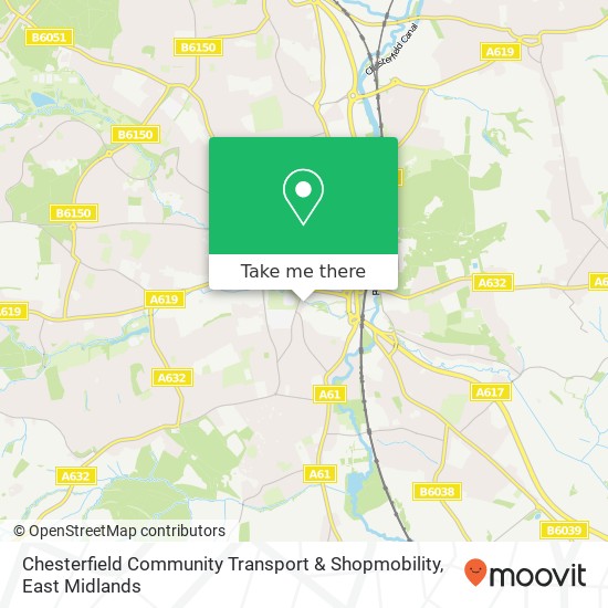 Chesterfield Community Transport & Shopmobility map