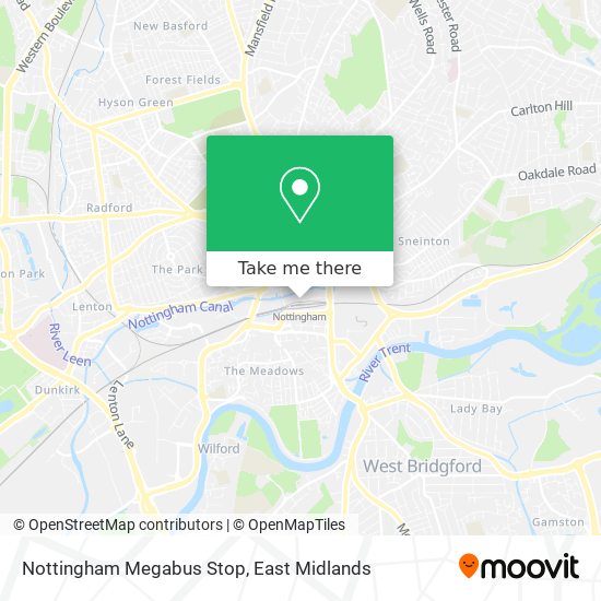 Nottingham Megabus Stop map