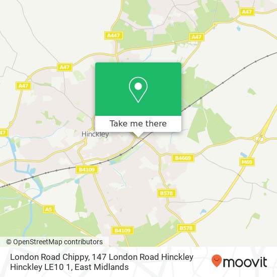 London Road Chippy, 147 London Road Hinckley Hinckley LE10 1 map