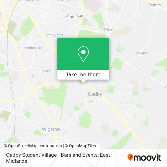 Oadby Student Village - Bars and Events map