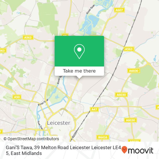 Gani’S Tawa, 39 Melton Road Leicester Leicester LE4 5 map