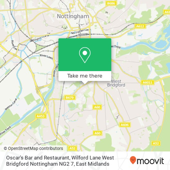 Oscar's Bar and Restaurant, Wilford Lane West Bridgford Nottingham NG2 7 map