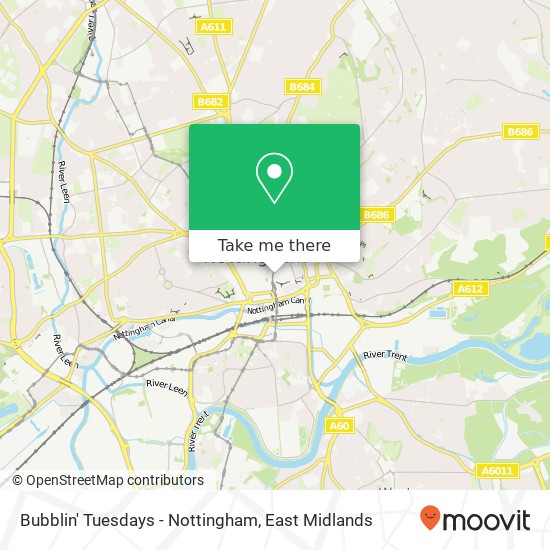 Bubblin' Tuesdays - Nottingham map