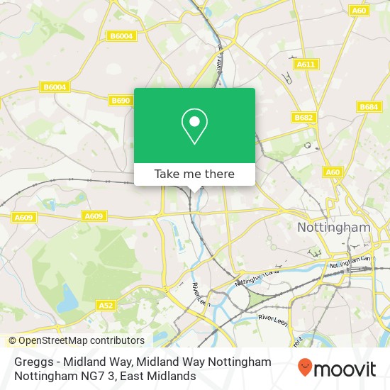 Greggs - Midland Way, Midland Way Nottingham Nottingham NG7 3 map