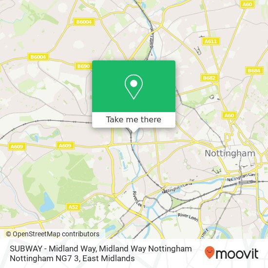 SUBWAY - Midland Way, Midland Way Nottingham Nottingham NG7 3 map