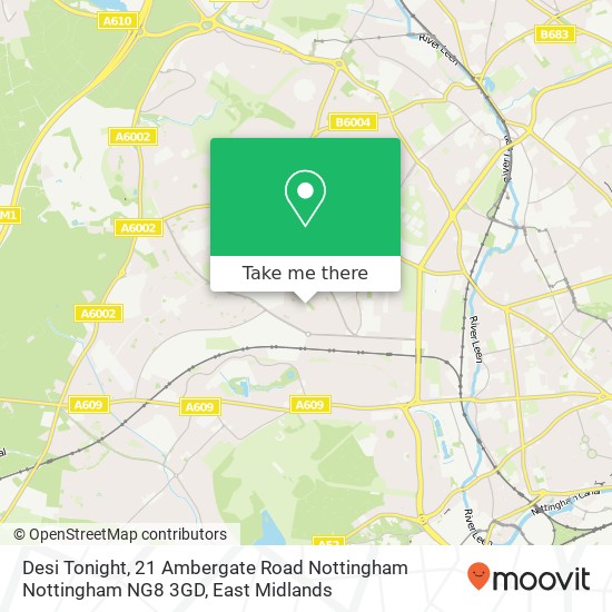 Desi Tonight, 21 Ambergate Road Nottingham Nottingham NG8 3GD map