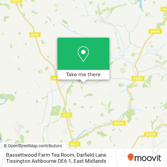 Bassettwood Farm Tea Room, Darfield Lane Tissington Ashbourne DE6 1 map