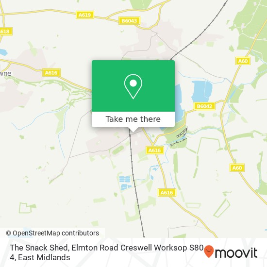 The Snack Shed, Elmton Road Creswell Worksop S80 4 map