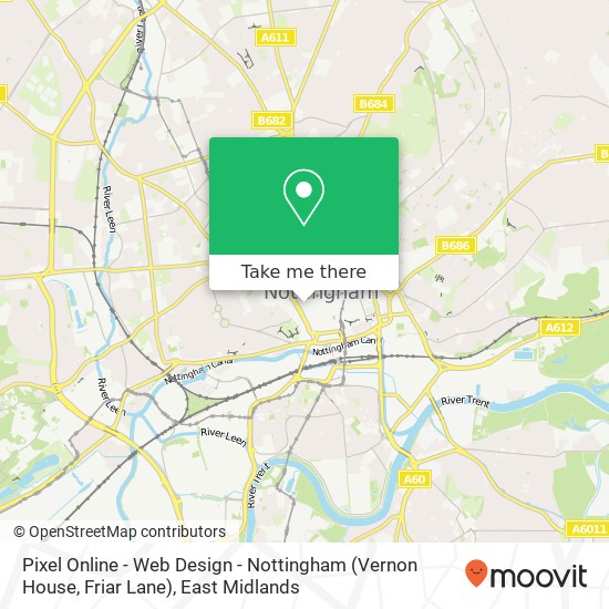 Pixel Online - Web Design - Nottingham (Vernon House, Friar Lane) map
