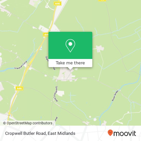 Cropwell Butler Road map