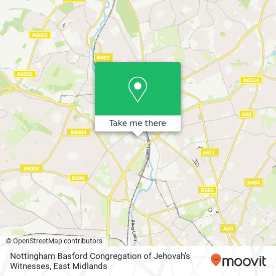 Nottingham Basford Congregation of Jehovah's Witnesses map
