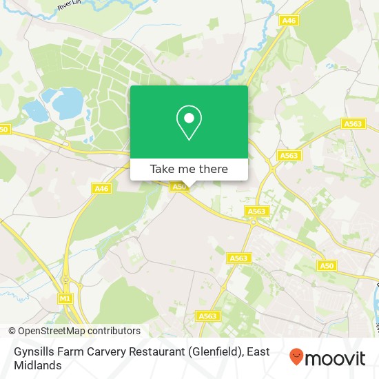 Gynsills Farm Carvery Restaurant (Glenfield) map