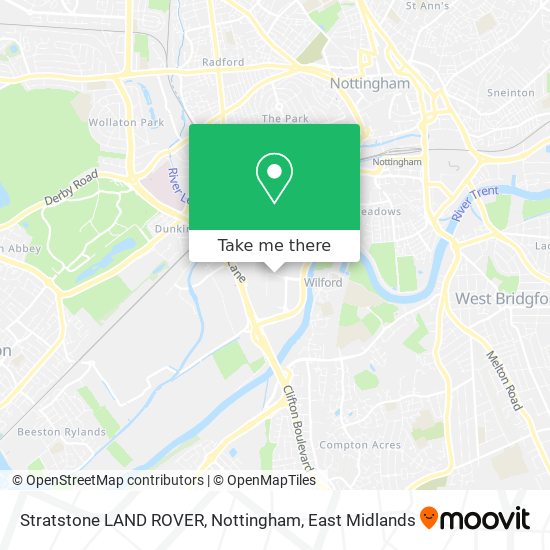 Stratstone LAND ROVER, Nottingham map