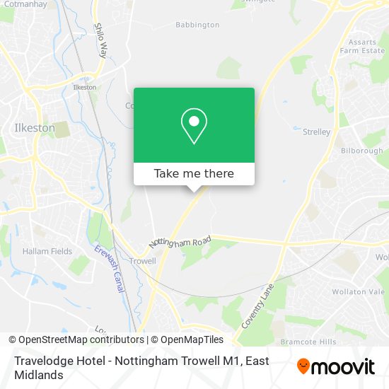 Travelodge Hotel - Nottingham Trowell M1 map