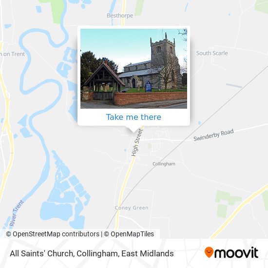 All Saints' Church, Collingham map