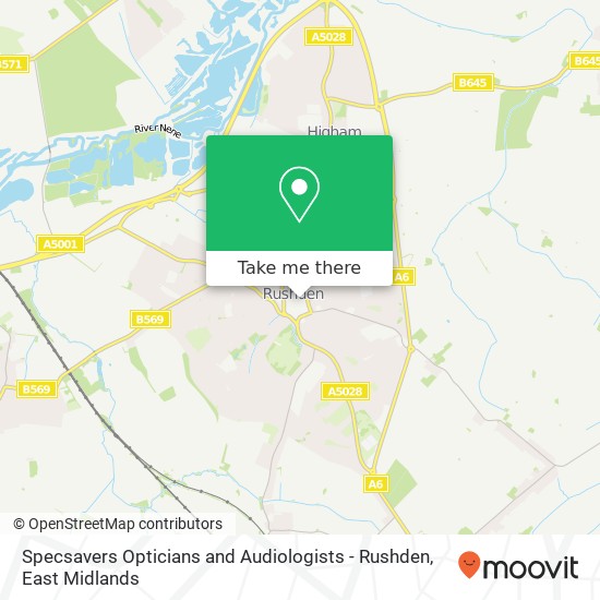 Specsavers Opticians and Audiologists - Rushden map