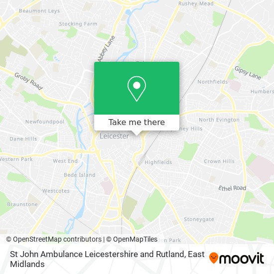 St John Ambulance Leicestershire and Rutland map