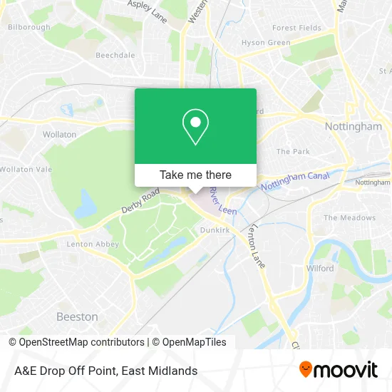 A&E Drop Off Point map