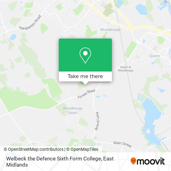 Welbeck the Defence Sixth Form College map