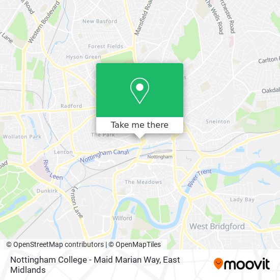Nottingham College - Maid Marian Way map