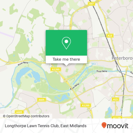 Longthorpe Lawn Tennis Club map