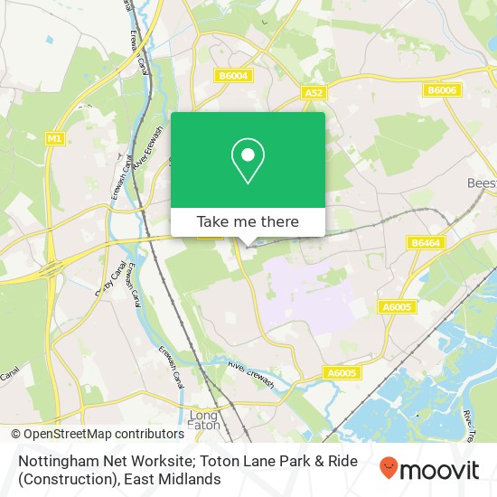 Nottingham Net Worksite; Toton Lane Park & Ride (Construction) map