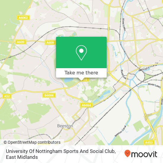 University Of Nottingham Sports And Social Club map