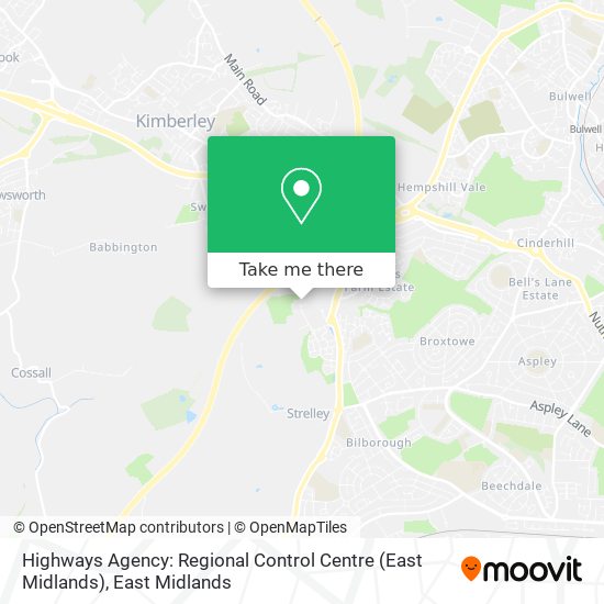 Highways Agency: Regional Control Centre (East Midlands) map