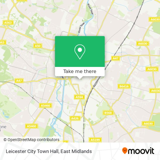Leicester City Town Hall map