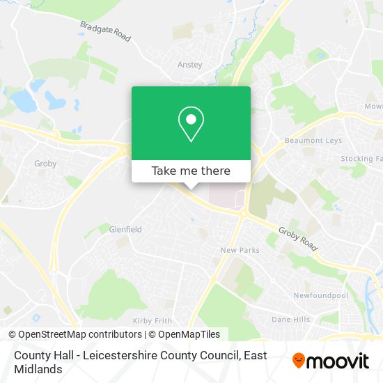 County Hall - Leicestershire County Council map
