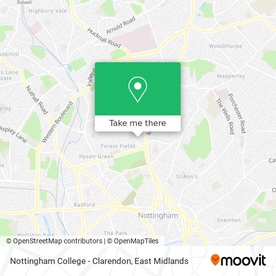 Nottingham College - Clarendon map