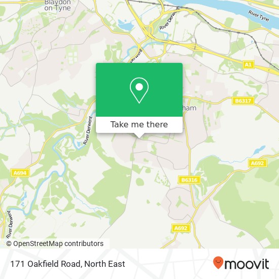 171 Oakfield Road, Whickham Newcastle upon Tyne NE16 5 United Kingdom map