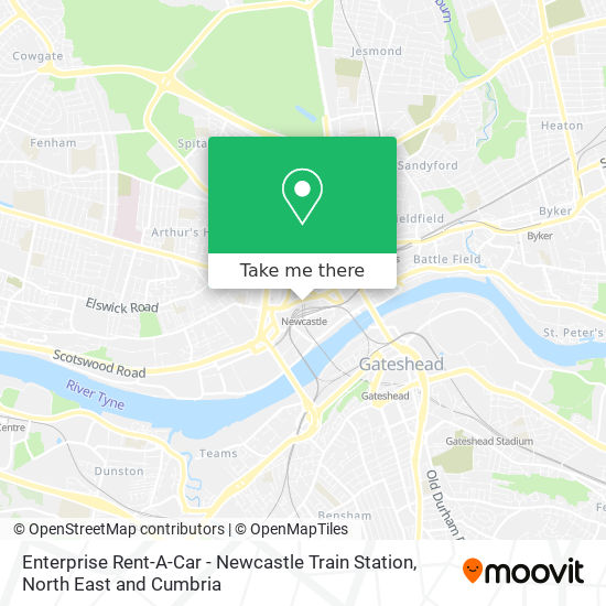 Enterprise Rent-A-Car - Newcastle Train Station map