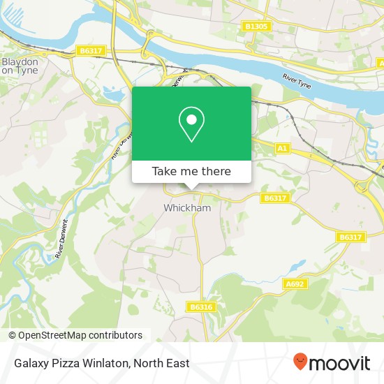 Galaxy Pizza Winlaton, Front Street Whickham Newcastle upon Tyne NE16 4JG map