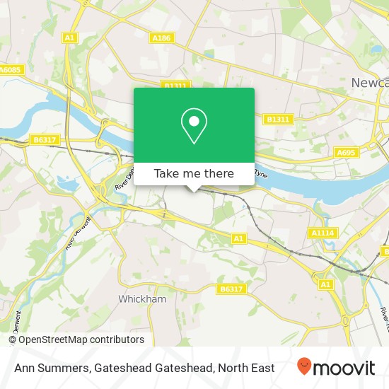 Ann Summers, Gateshead Gateshead map