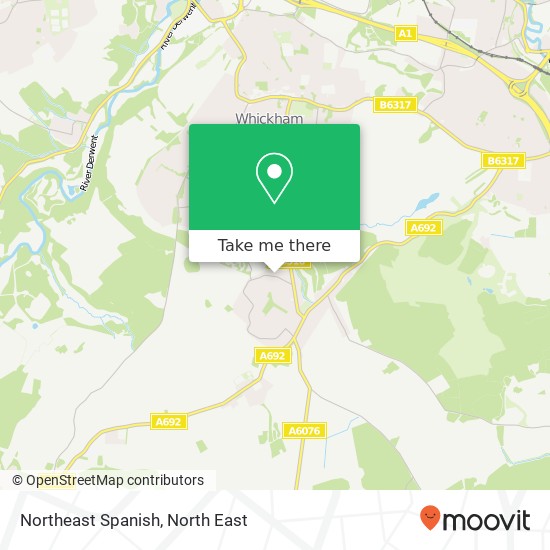 Northeast Spanish, Hole Lane Sunniside Newcastle upon Tyne NE16 5NH map