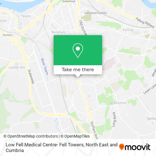 Low Fell Medical Centre- Fell Towers map