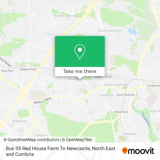Bus 35 Red House Farm To Newcastle map