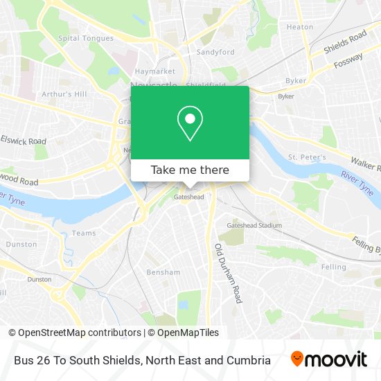 Bus 26 To South Shields map