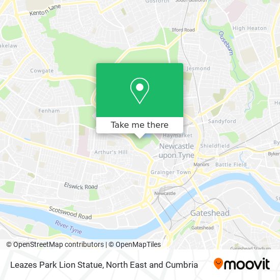 Leazes Park Lion Statue map