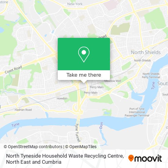 North Tyneside Household Waste Recycling Centre map